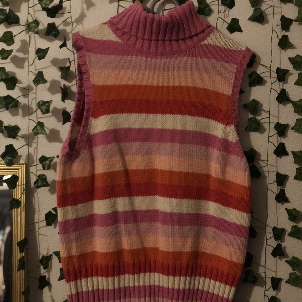 Colorful Turtleneck Sweater Vest I would say fits... - Depop