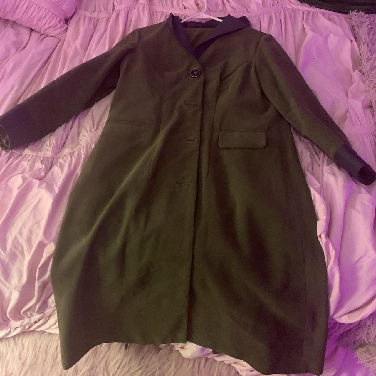 Women's Green and Khaki Coat Depop