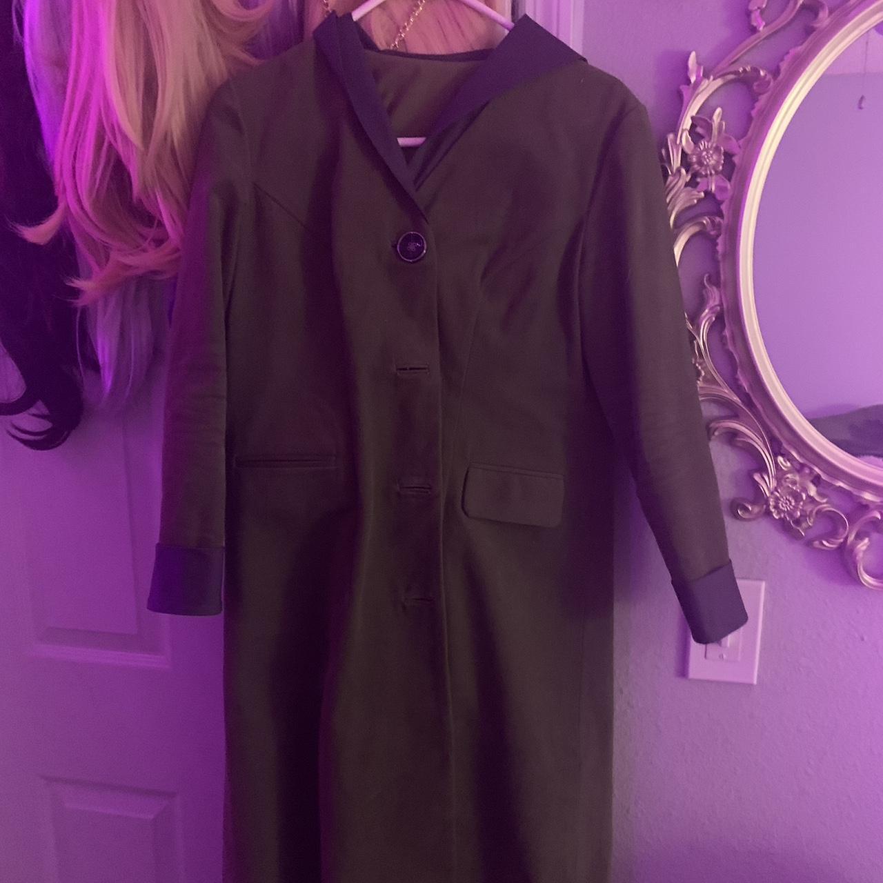 Women's Green and Khaki Coat Depop