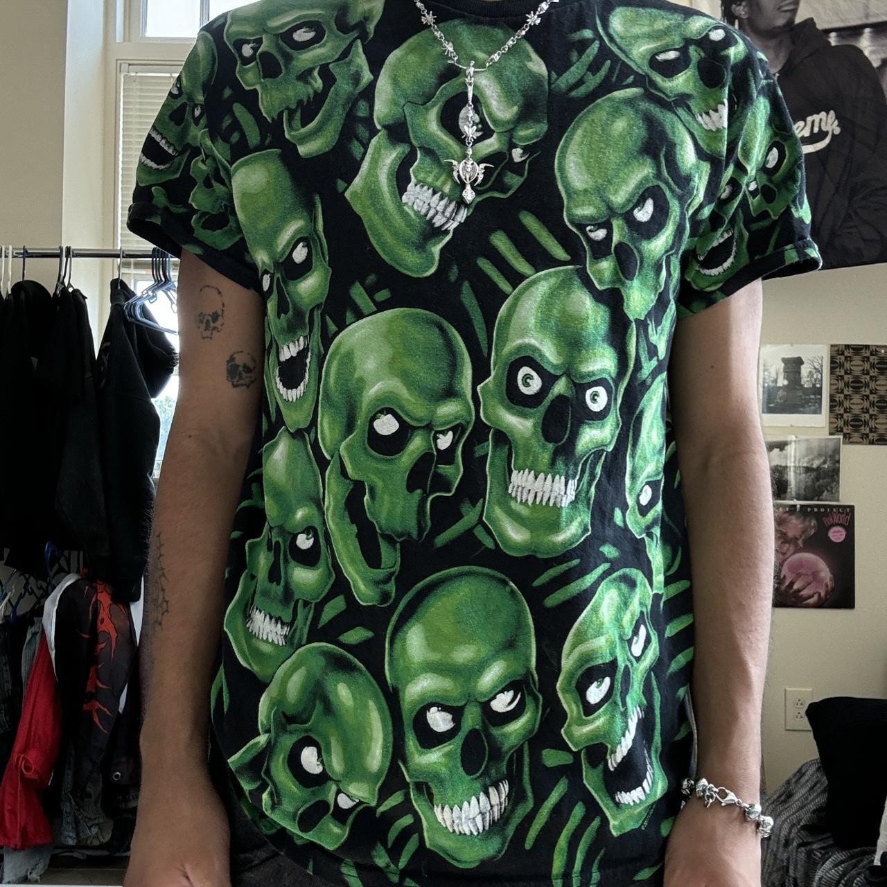 y2k All over skull print t-shirt sz | Depop y2k All over skull print t-shirt sz | Depop