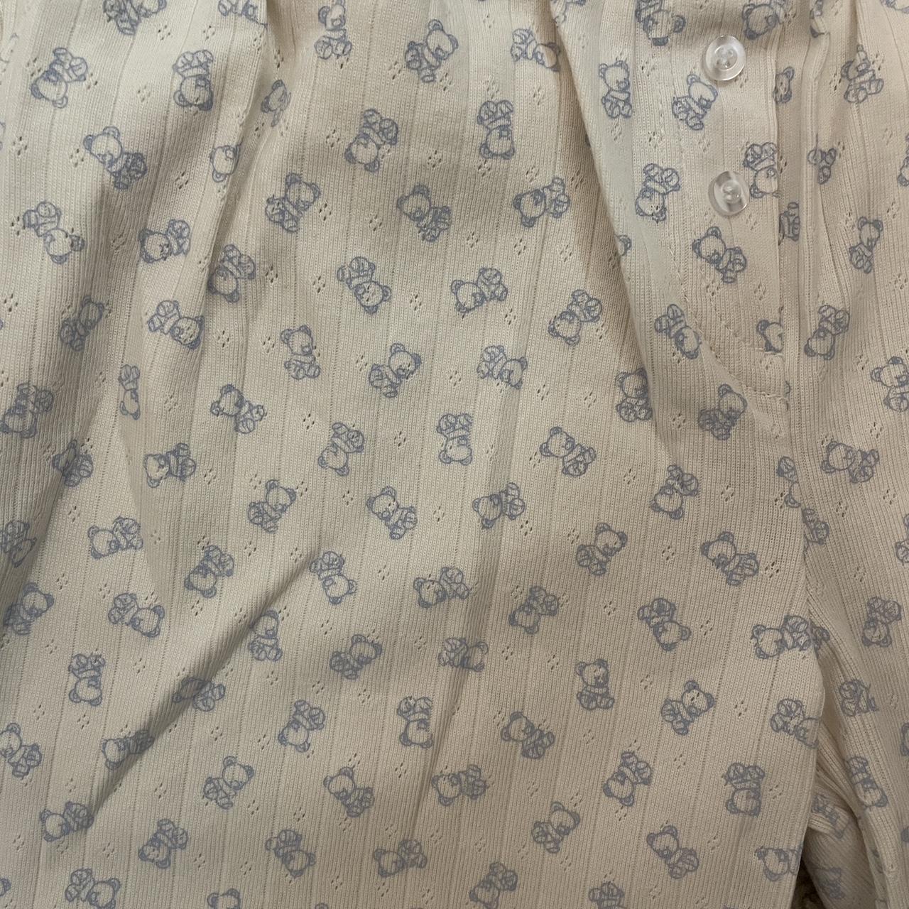 brandy melville cream teddy bear pajama pants brand... - Depop