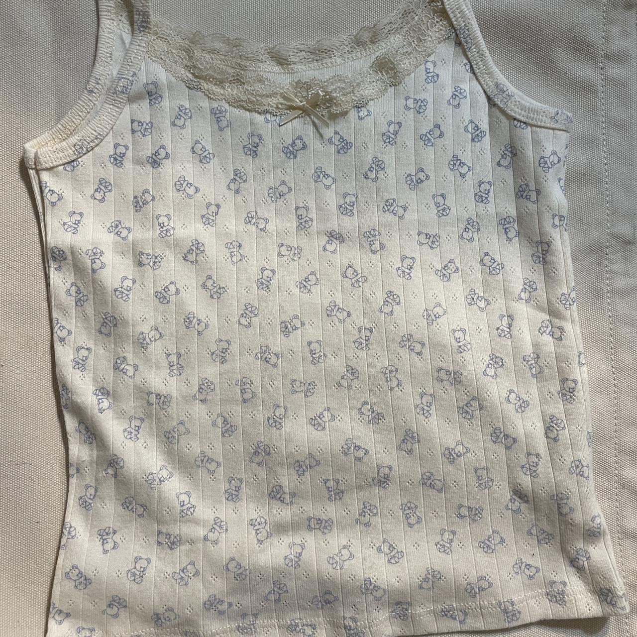 brandy melville john galt teddy bear tank top... - Depop