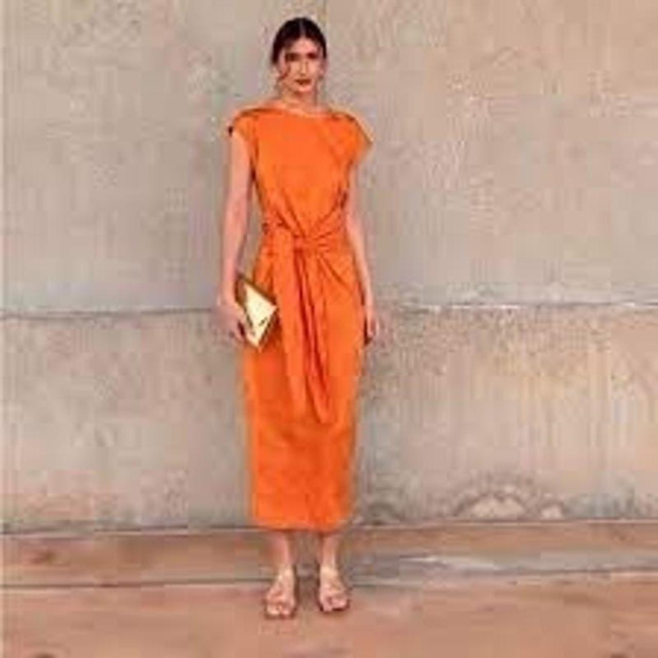 Orange jacquard dress best sale