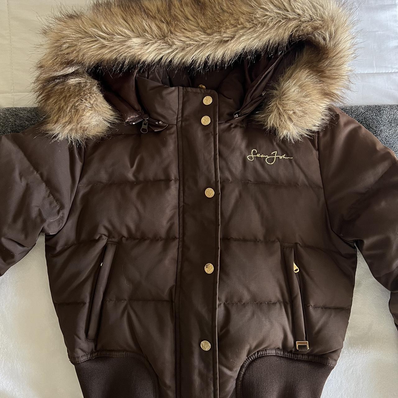 SEAN JOHN Brown Puffer Coat With Furred Hood🤎 Size... Depop