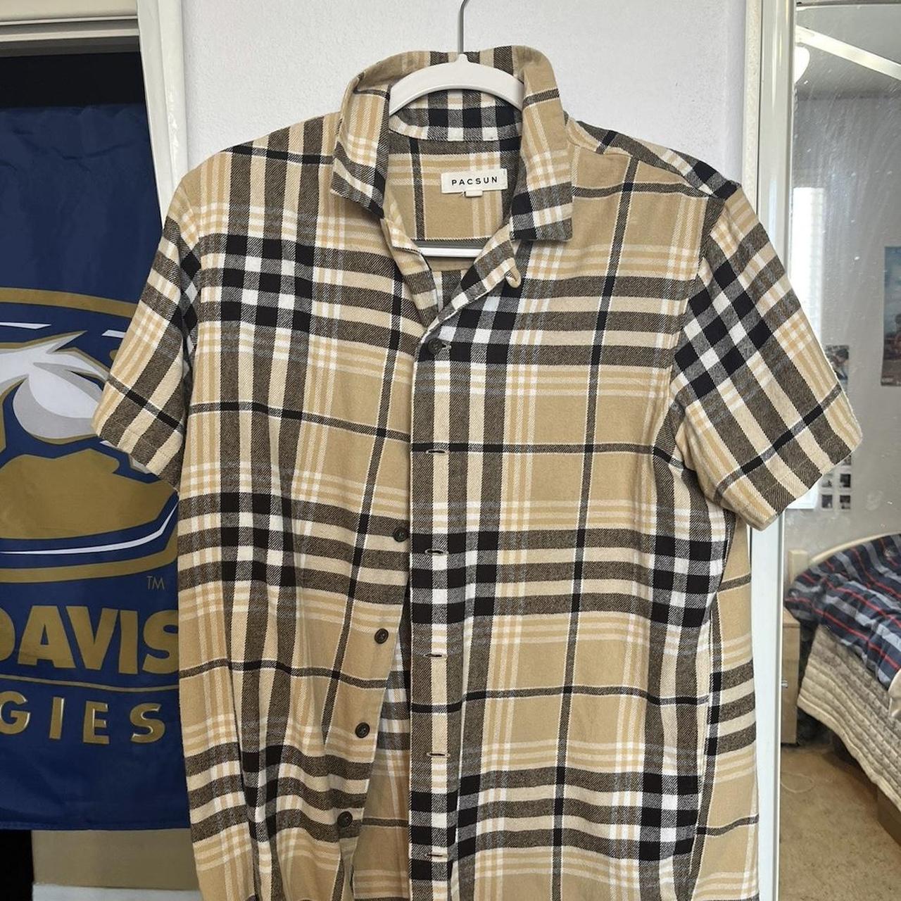 Pacsun Burberry Pattern Button Up Size small Gently... - Depop