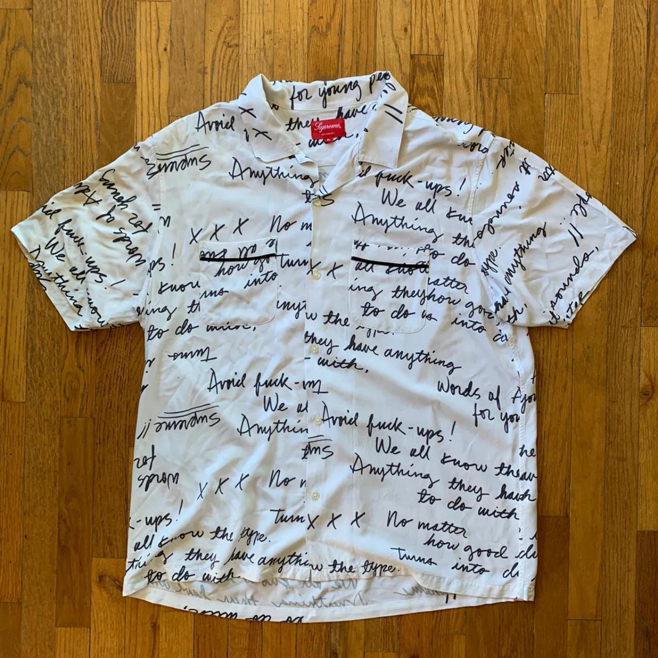 Supreme Rayon Button-Up Shirt White Size... - Depop