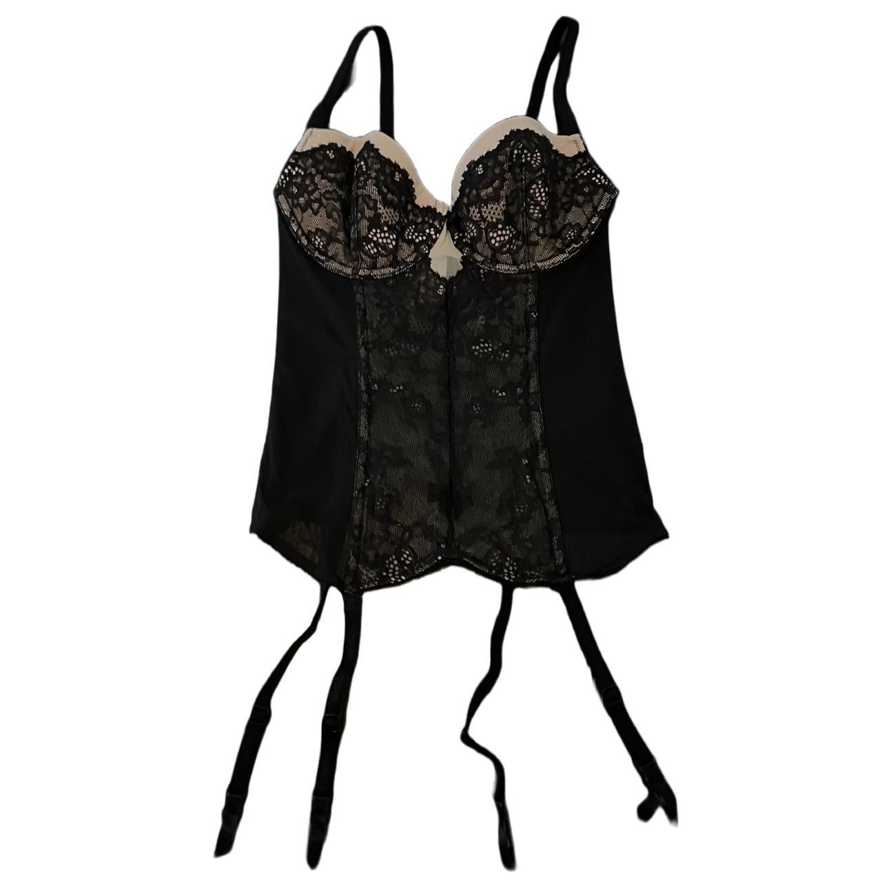 Victorias Secret Black Lace Corset With Nude Depop