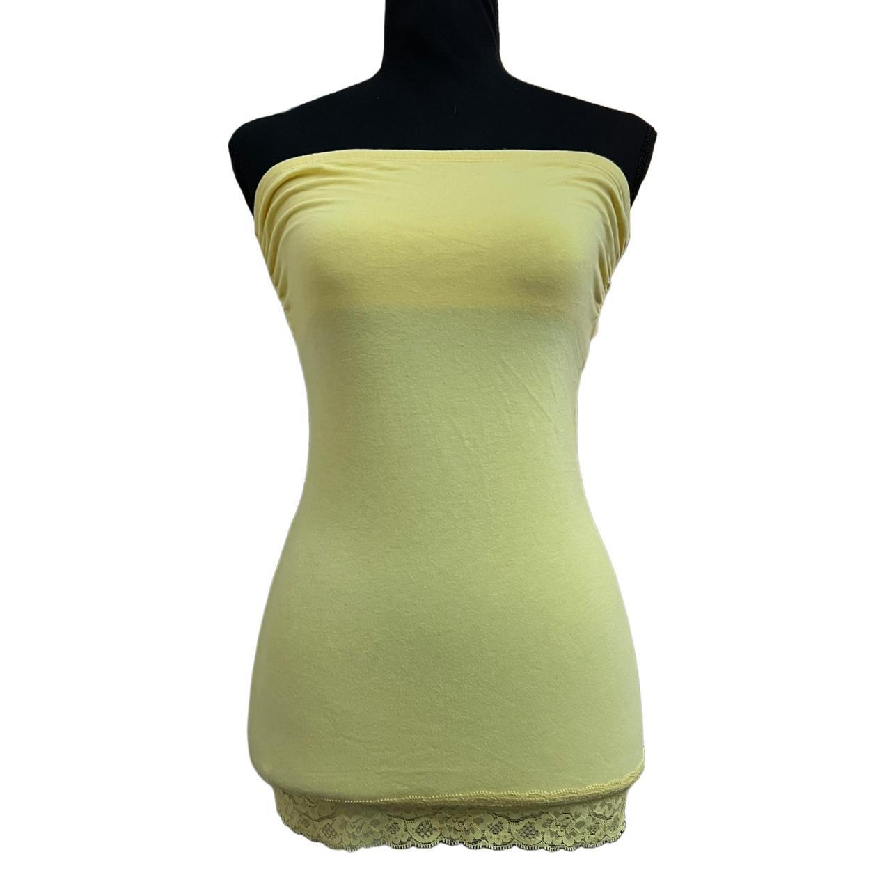 vintage y2k pale yellow tube top with lace trim Depop