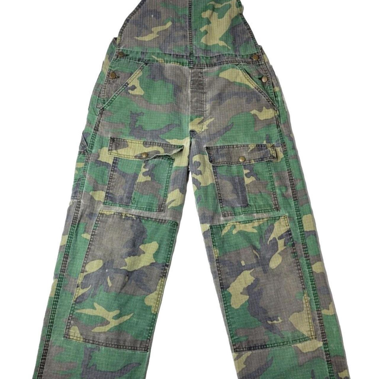 Key Vintage 70s Woodland Camo Double Knee Ripstop...