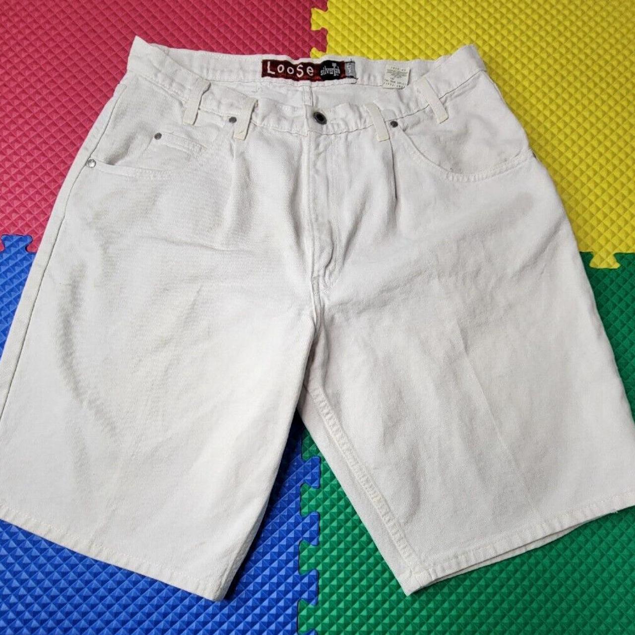 Levis Vintage SilverTab Loose White Denim Shorts... - Depop