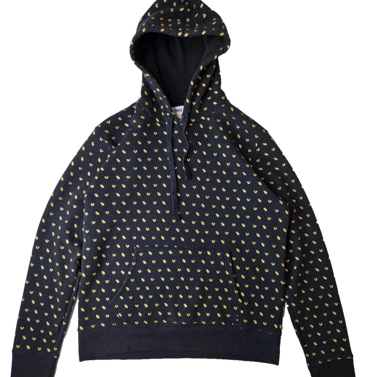 True Religion Black Gold Monogram Logo AOP Pullover