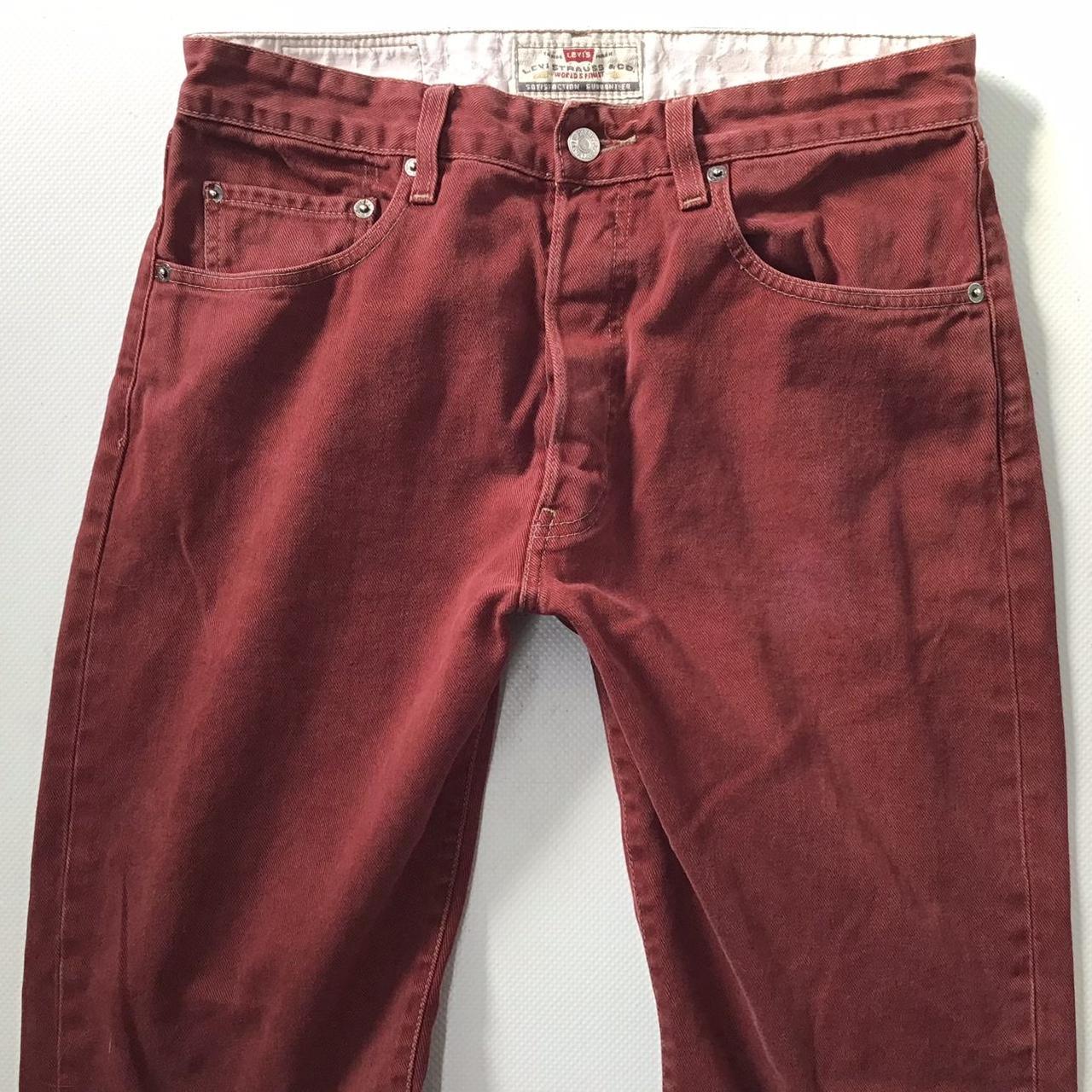 Mens LEVIS 401 Vintage Burnt Red Jeans Size 32 W32... Depop