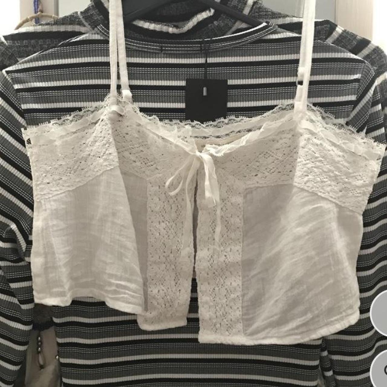 Urban outfitters white lace crop top. Worn once,... - Depop