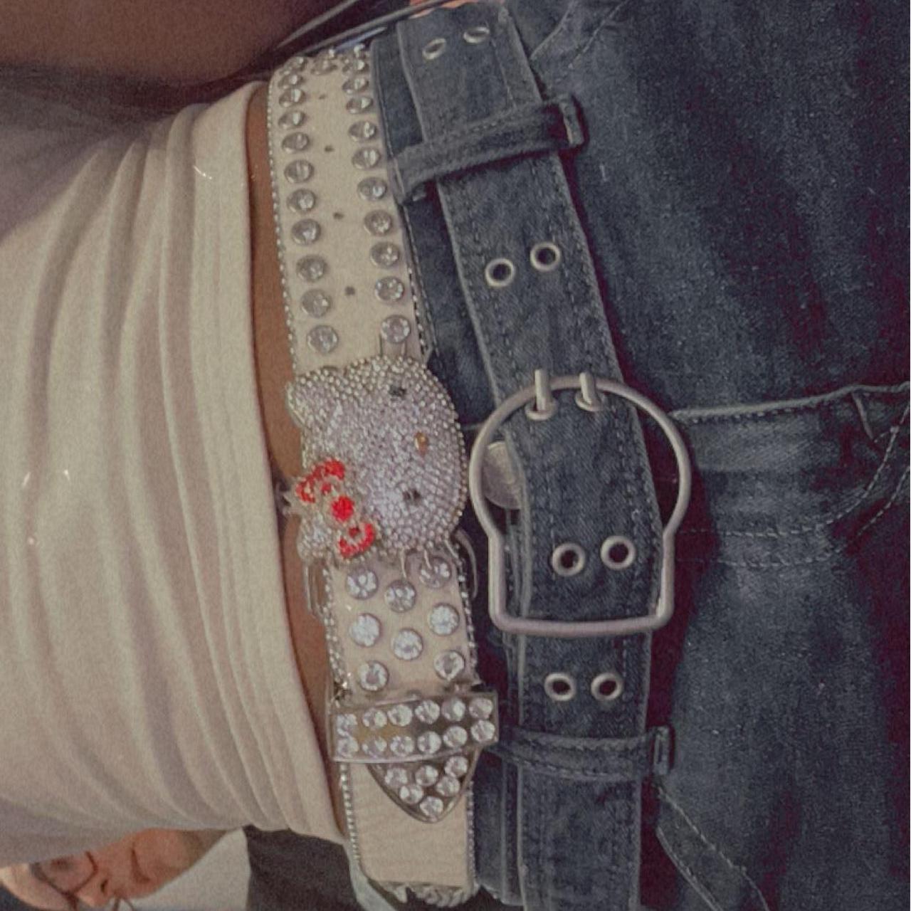 Kawaii Stolen Arts Hello Kitty white faux fur belt  | Depop