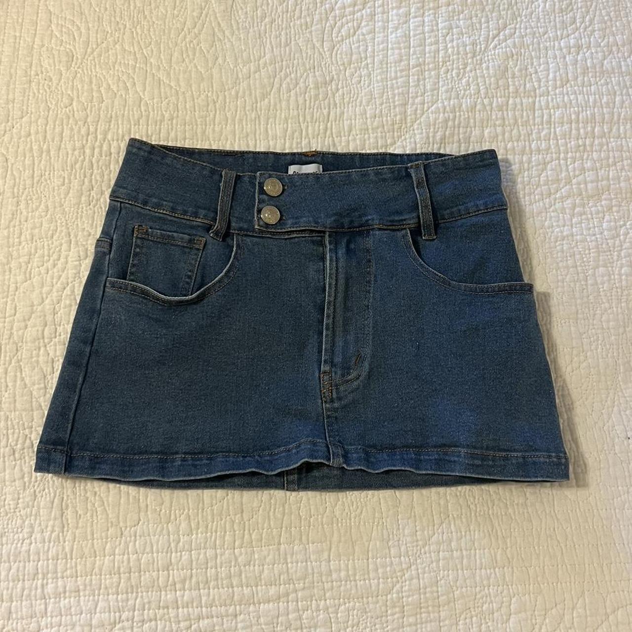 Princess Polly Jean mini skirt! The inner button is... - Depop