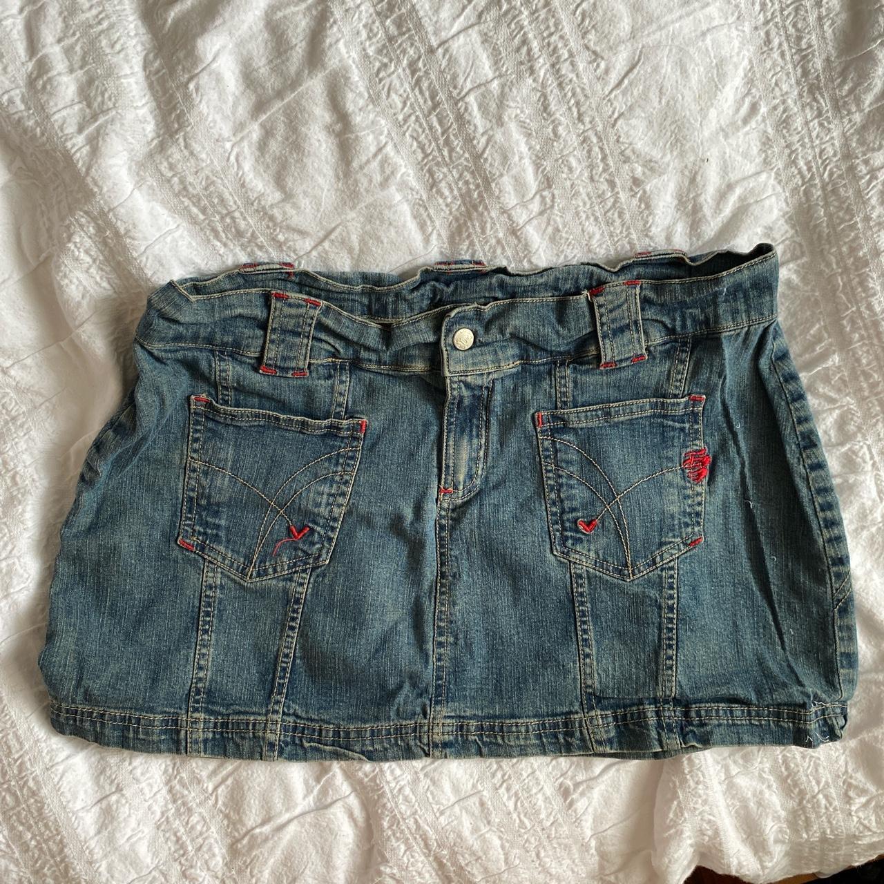 -LOGIK- denim mini skirt Adorable details w pockets... - Depop