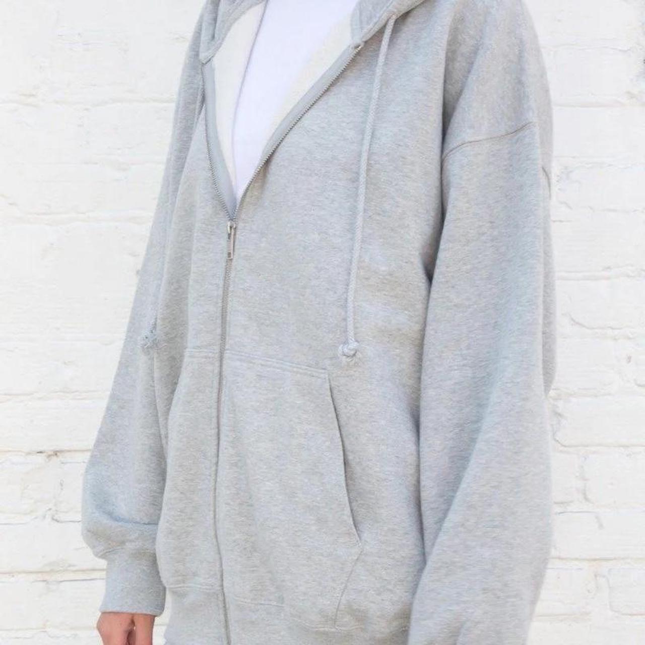 brandy melville grey christy zipup hoodie (also - Depop