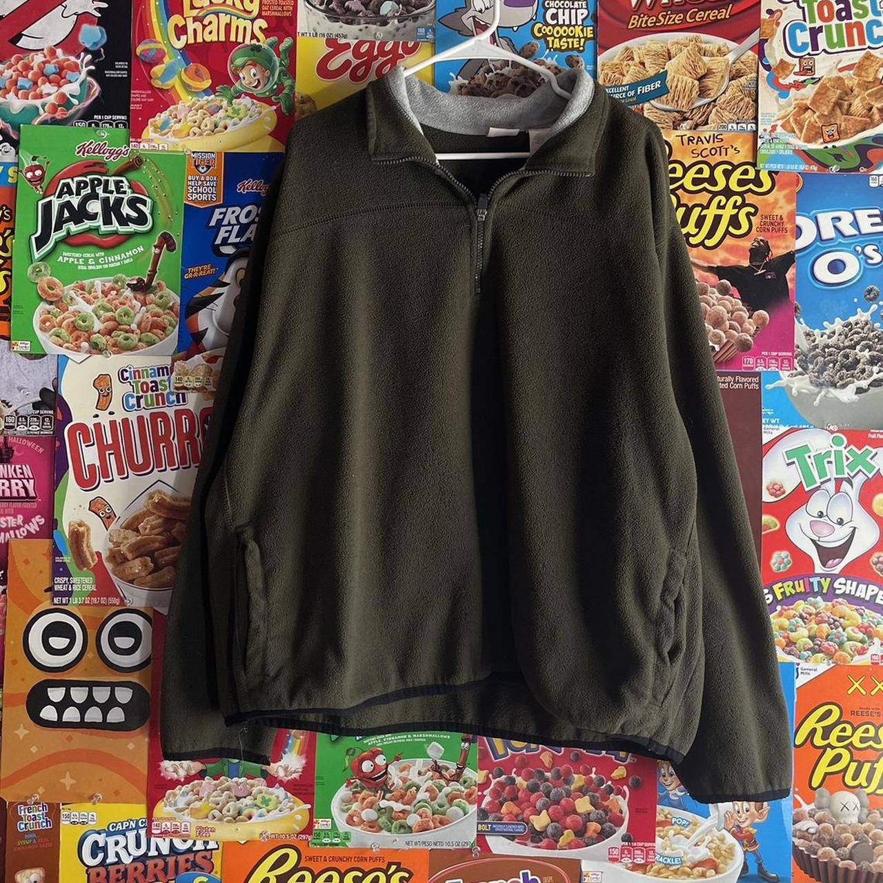 Essential Hanes Olive Green Quarter Zip Fleece... Depop