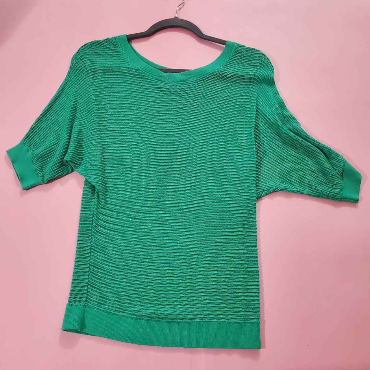 Express Knit Kelly Green Short Sleeve Sweater Top Depop