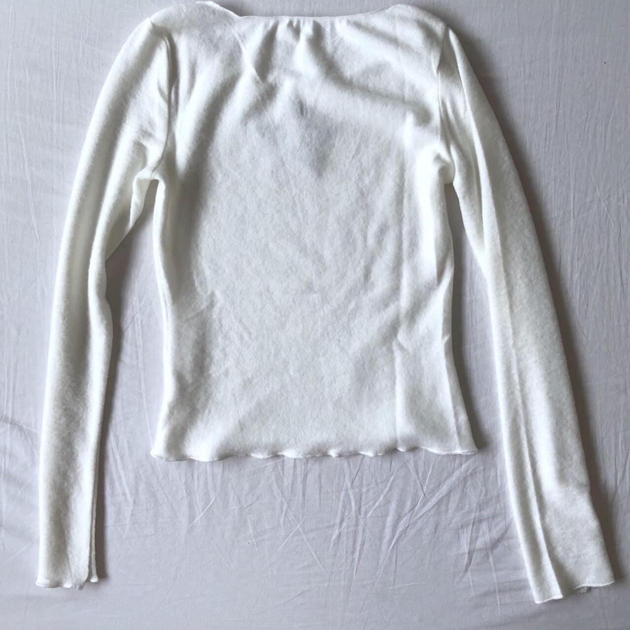 Basic white long sleeve top for autumn, size large... - Depop