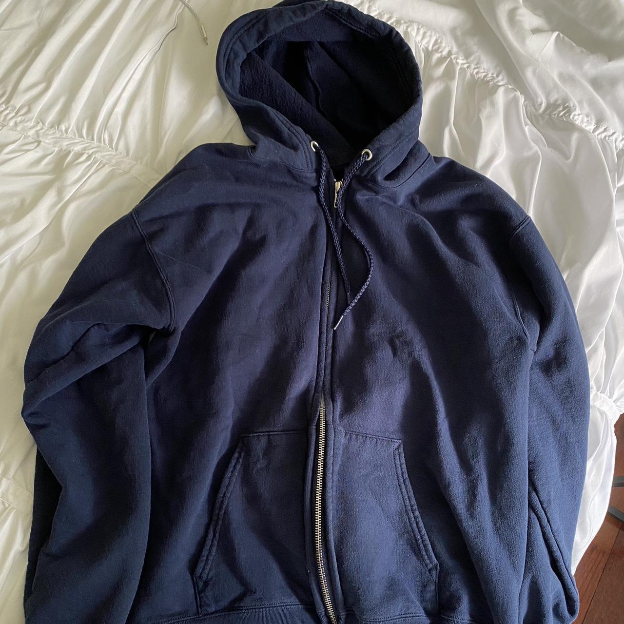 Blue zip up hoodie! So comfy. Never worn. Open to... - Depop
