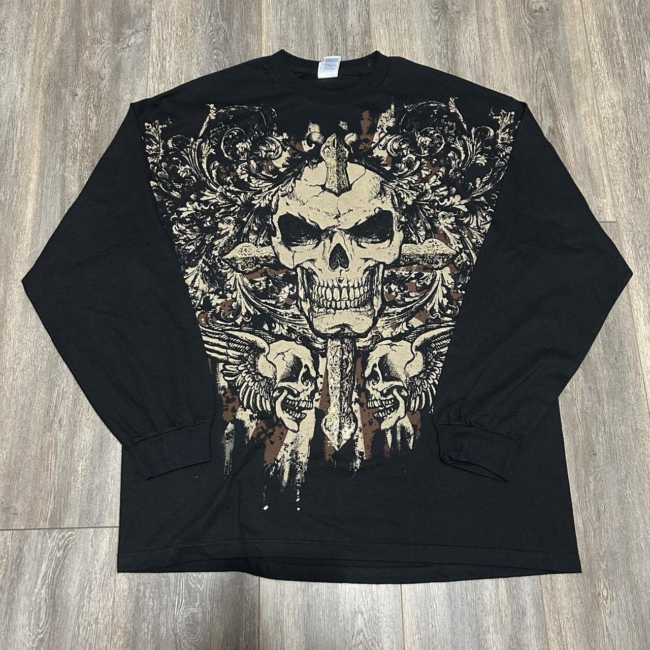 2025年新作アイテムが続々登場 skull Grunge Y2K Vintage cross Depop | shirt sleeve long AOP トップス