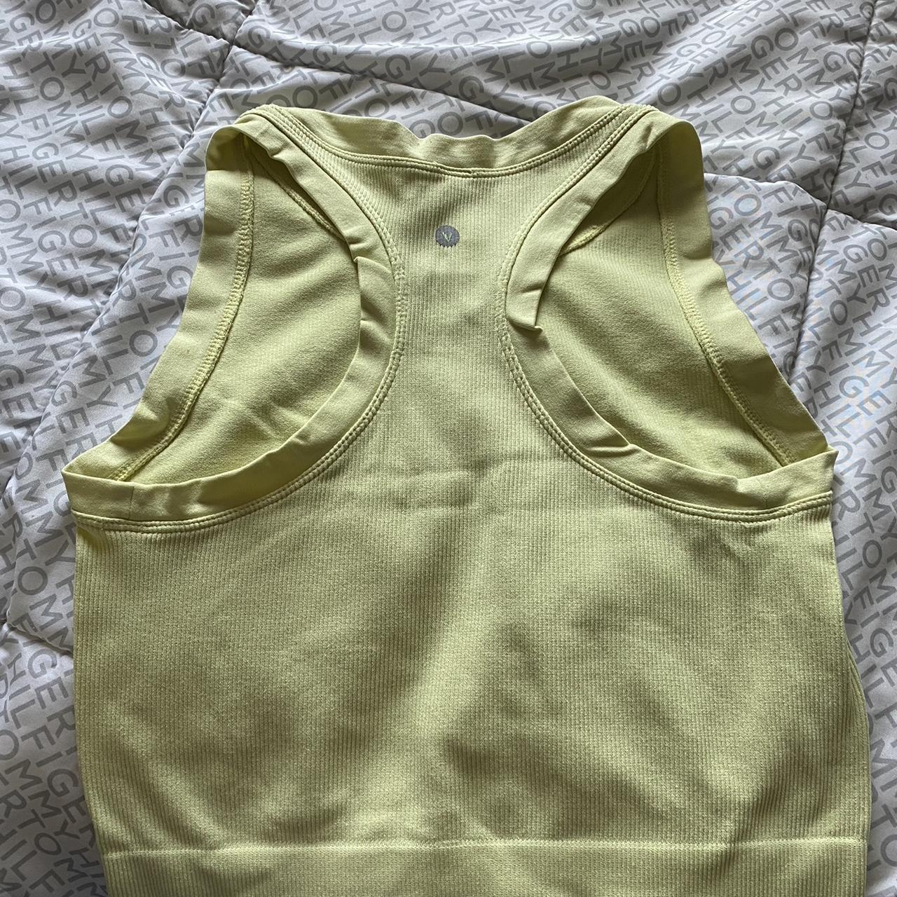 neón yellow muscle top perfect for hikes or the gym... - Depop