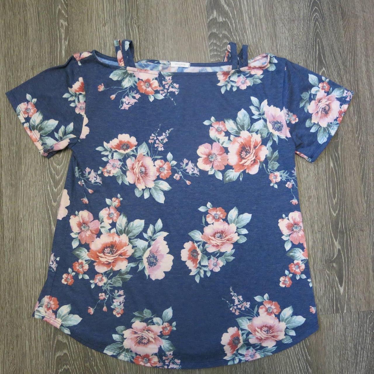 Womens Pink Floral Size L (12) hotsell Short Sleeve Cold Shoulder Blouse