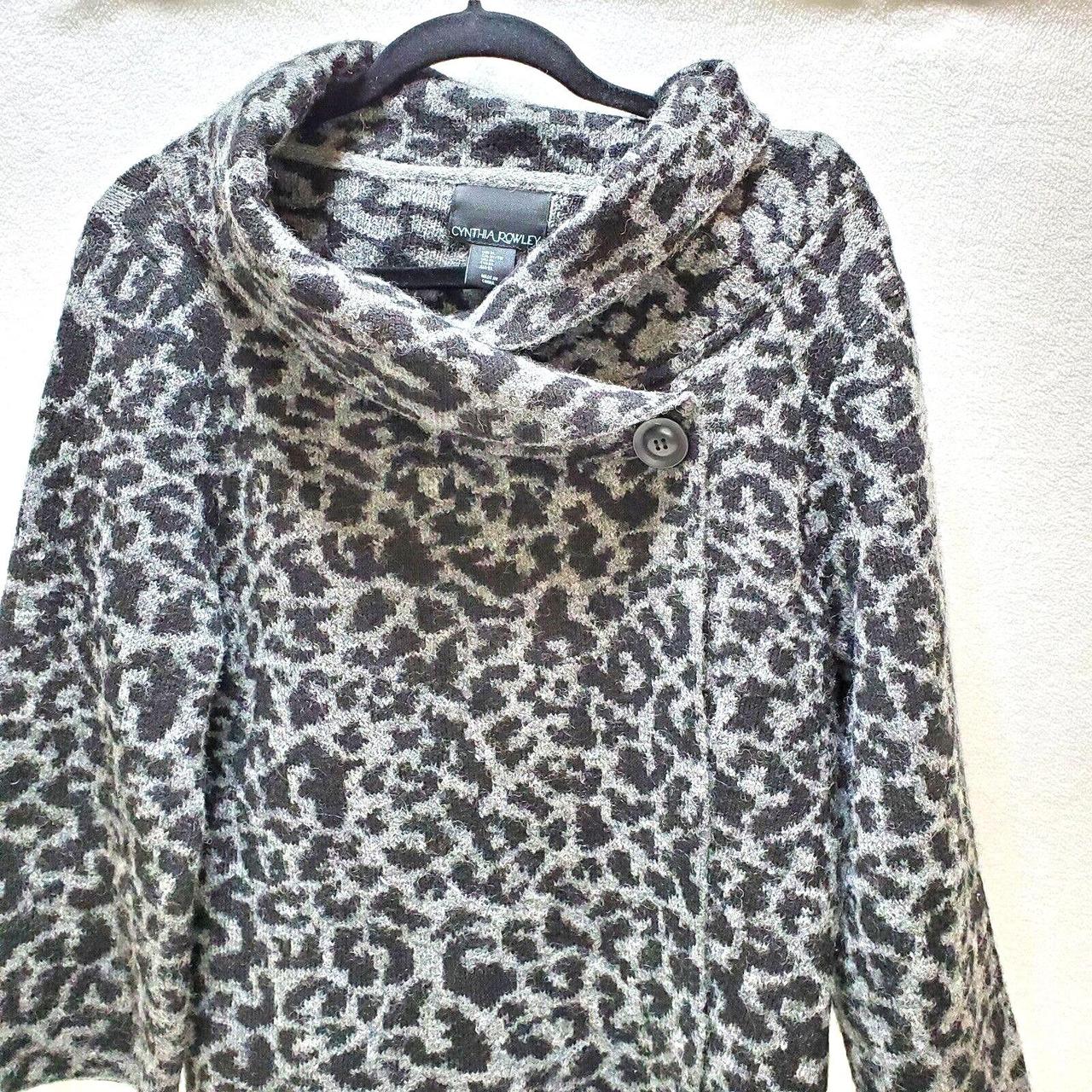 Cynthia Rowley Sweater Cardigan Funnel Neck Leopard. Depop