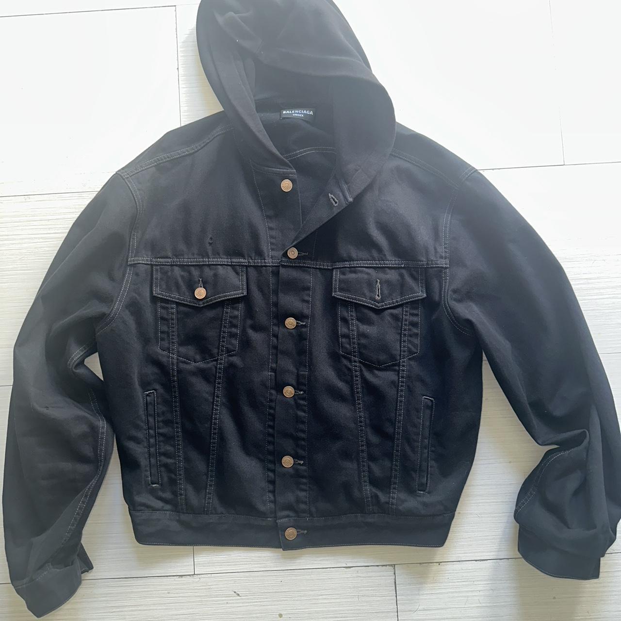 Balenciaga hooded denim jacket Size 50 ( don’t hit... - Depop