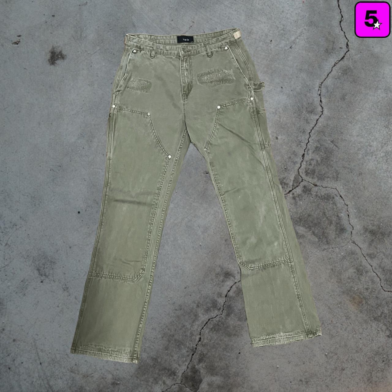 VUJA DE 004 Green Mori Flared Carpenter Pants by... - Depop