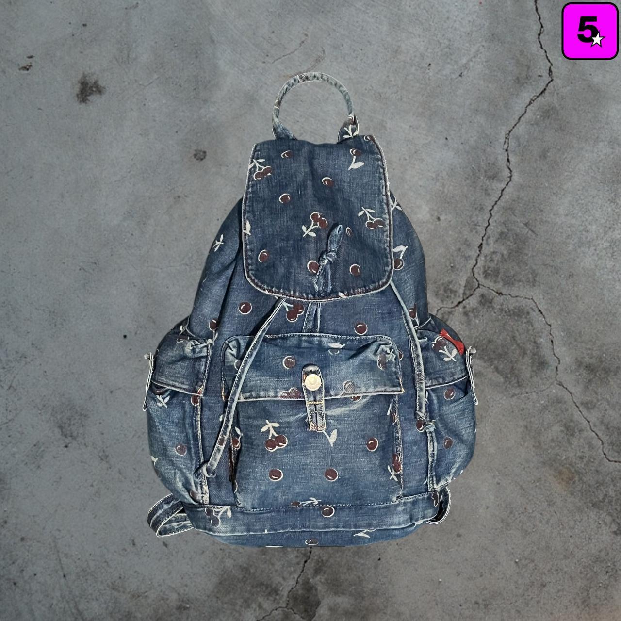 Vintage Hysteric Glamour Denim Backpack w All Over... - Depop