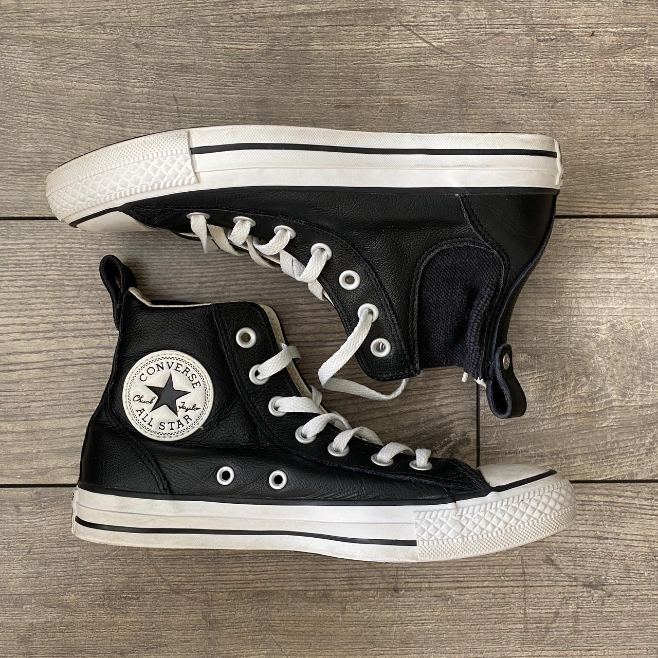 Black leather orders converse womens high s