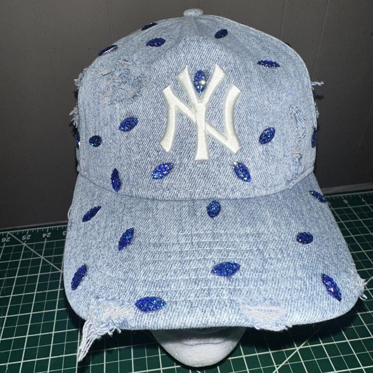New Era Men's Caps Blue – Yankees distressed denim rhinestone