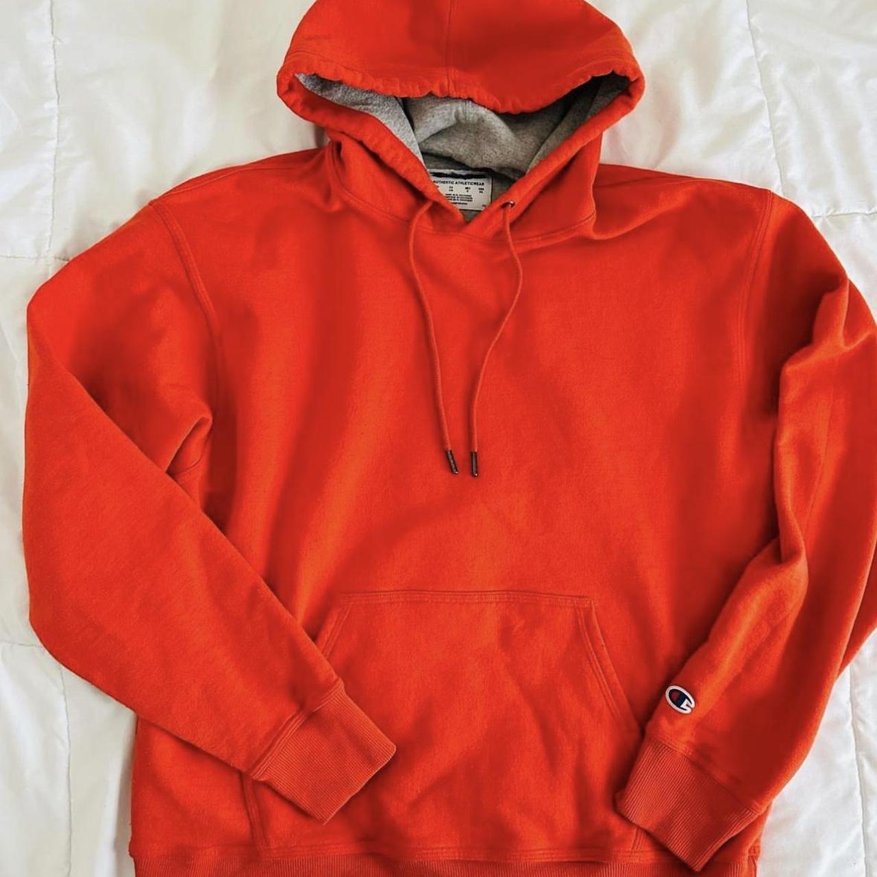 ⭐️: orange champion hoodie SIZE 📏: large item info:... - Depop