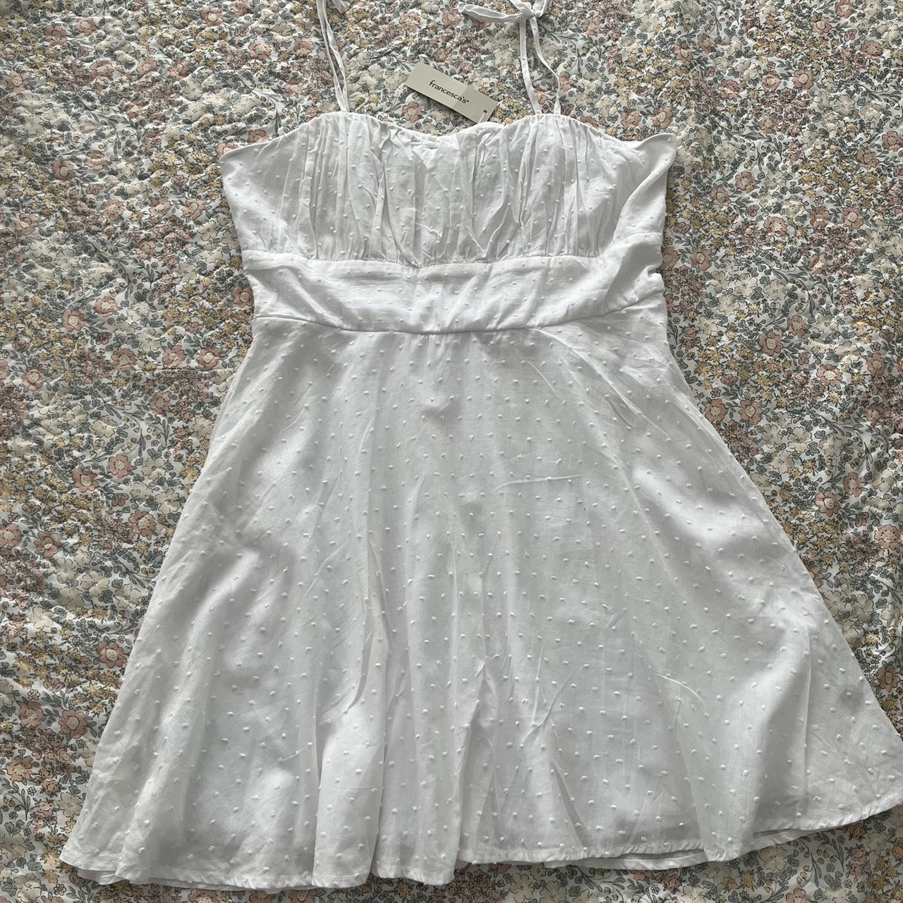 Francesca’s white dress Brand new Cute flowy dress... - Depop