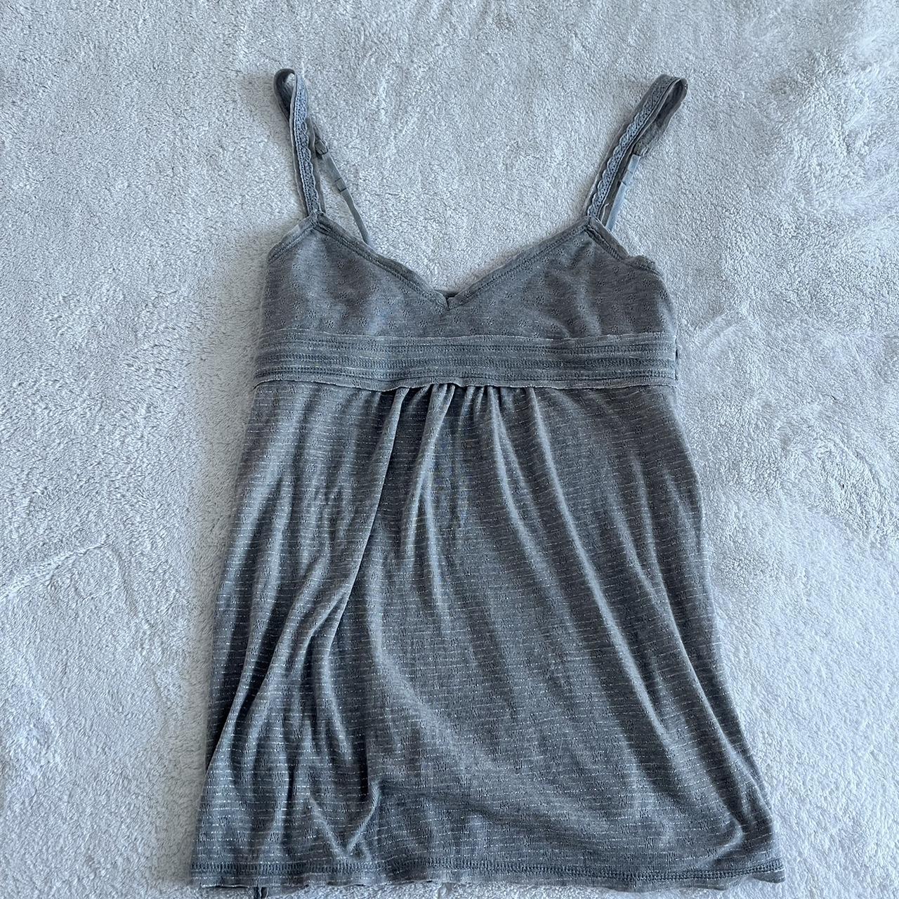 rlly cute grey cami with silver stitching says... - Depop
