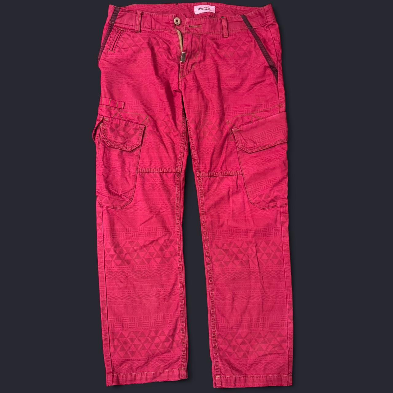 Men's Bleached Pants - Red - 34" – Red patterned … - image 1