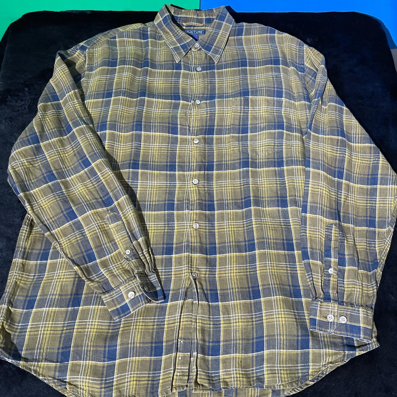 Men's Khaki and Navy Shirt Depop