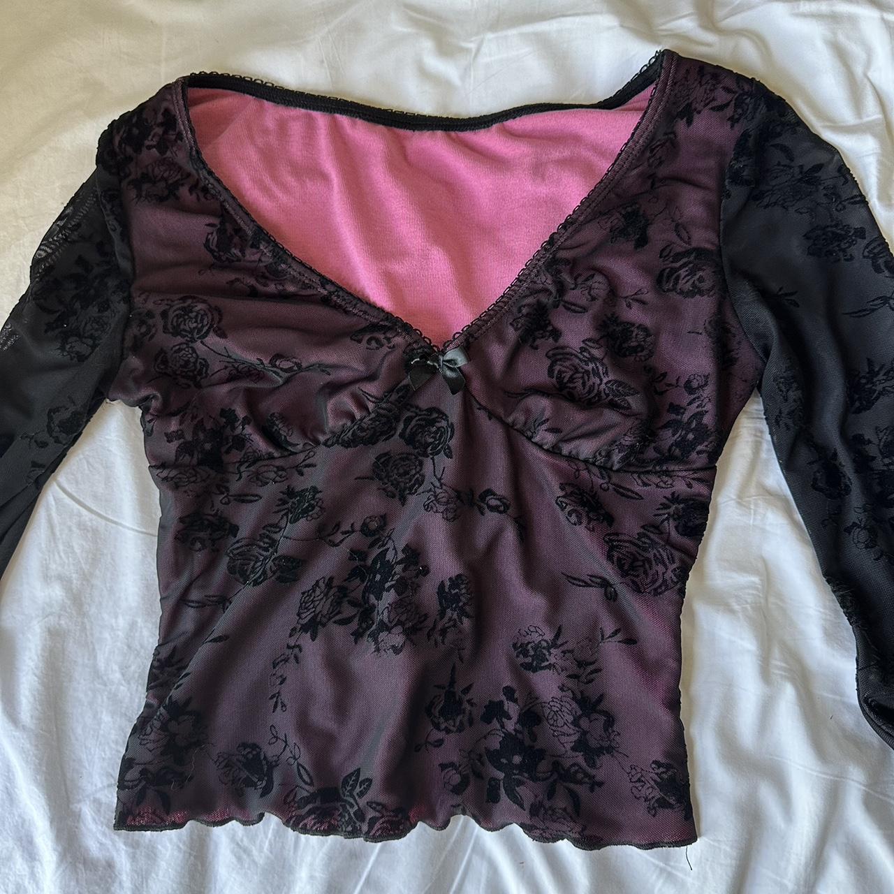 SHEIN Women S Pink And Black Crop Top Depop