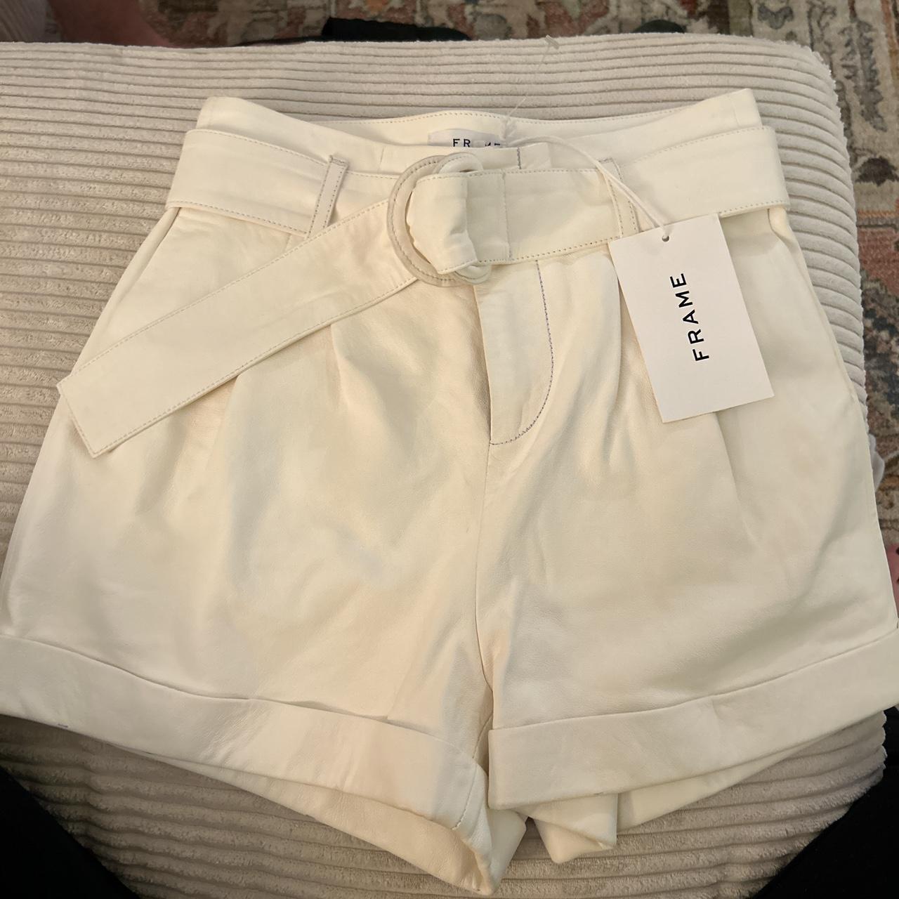 FRAME paper bag leather short ✨ bone color ✨ Depop