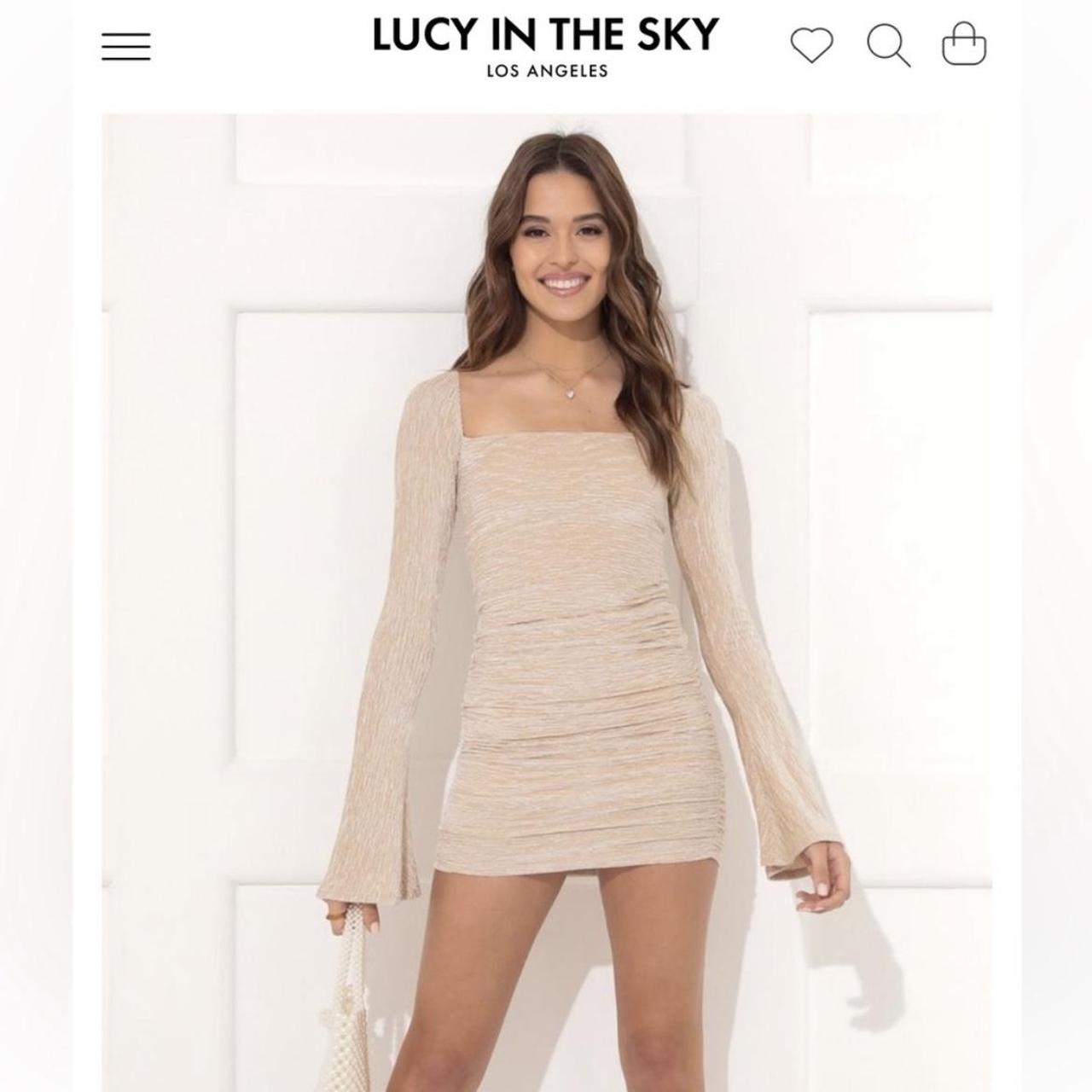 Carmen Bell Sleeve Dress in Champagne size small