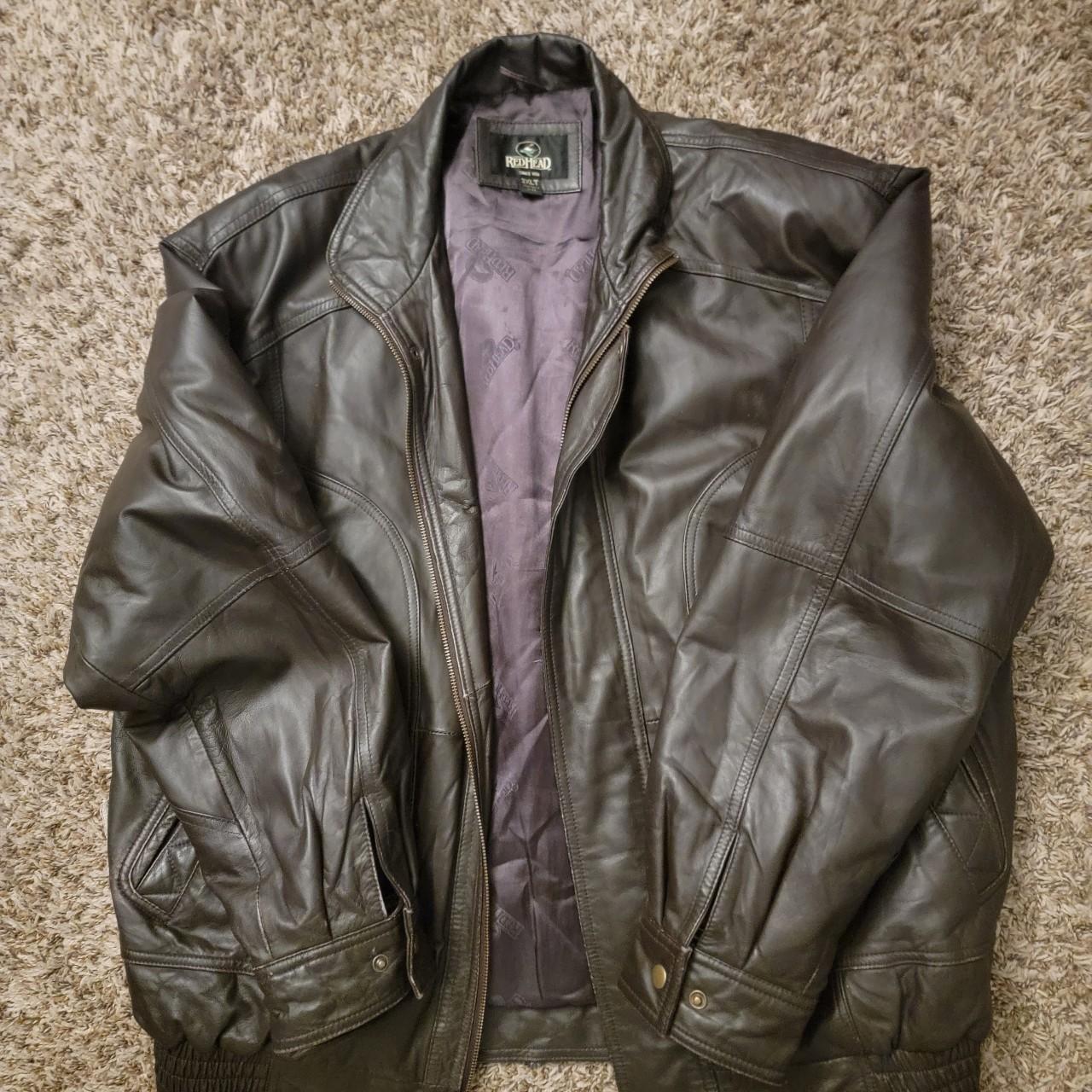 90s Brown leather jacket No damages - Depop