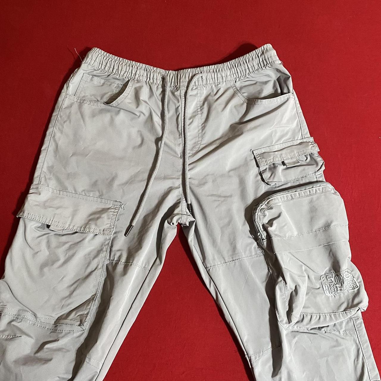 Men's White and Grey Trousers | Depop