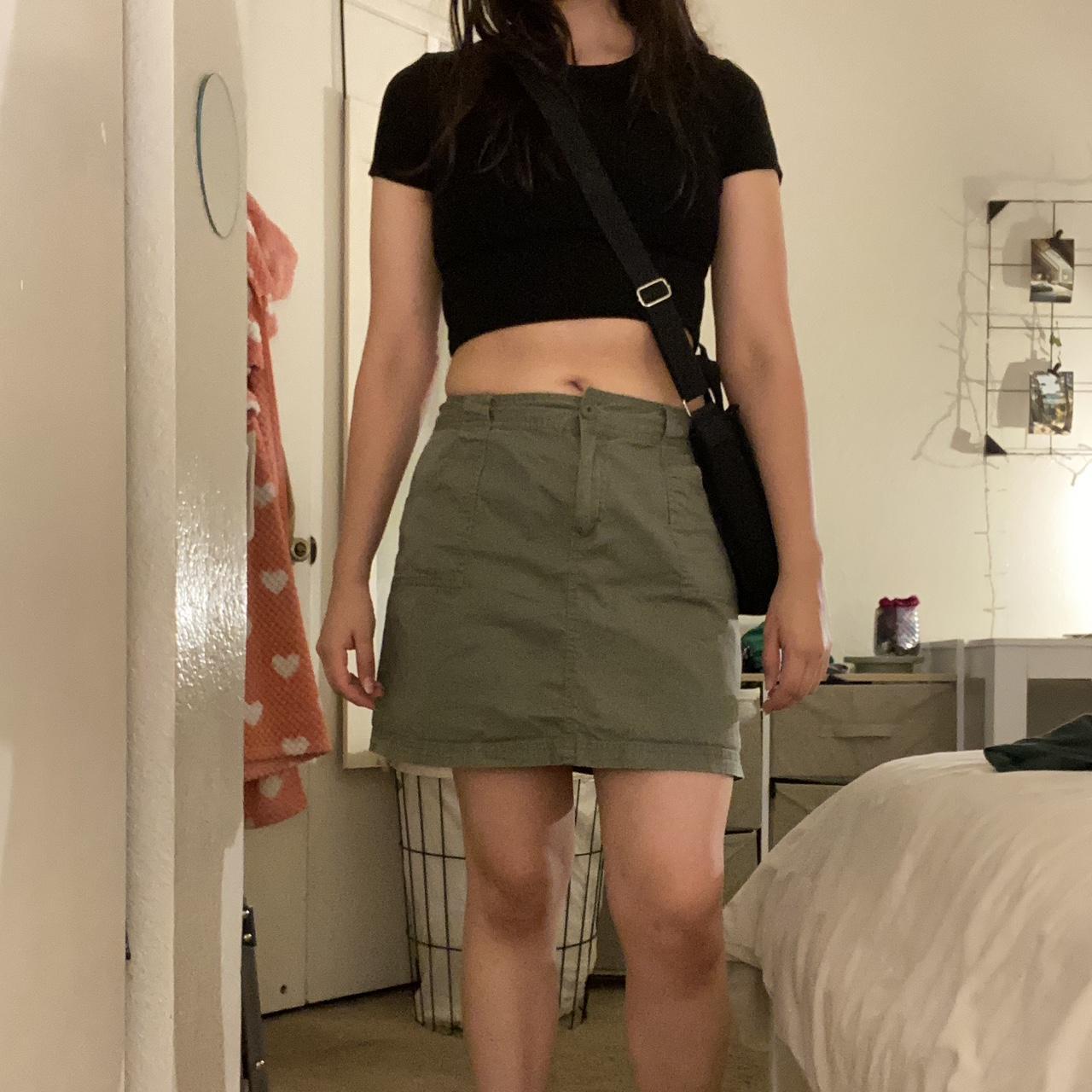 Green Denim Mini Skirt