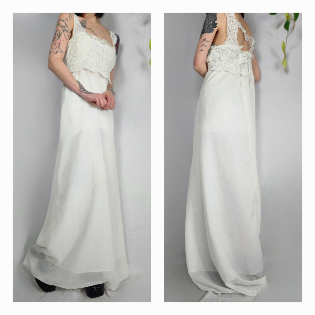 Romantic Aphrodite white maxi dress gown Lace... - Depop