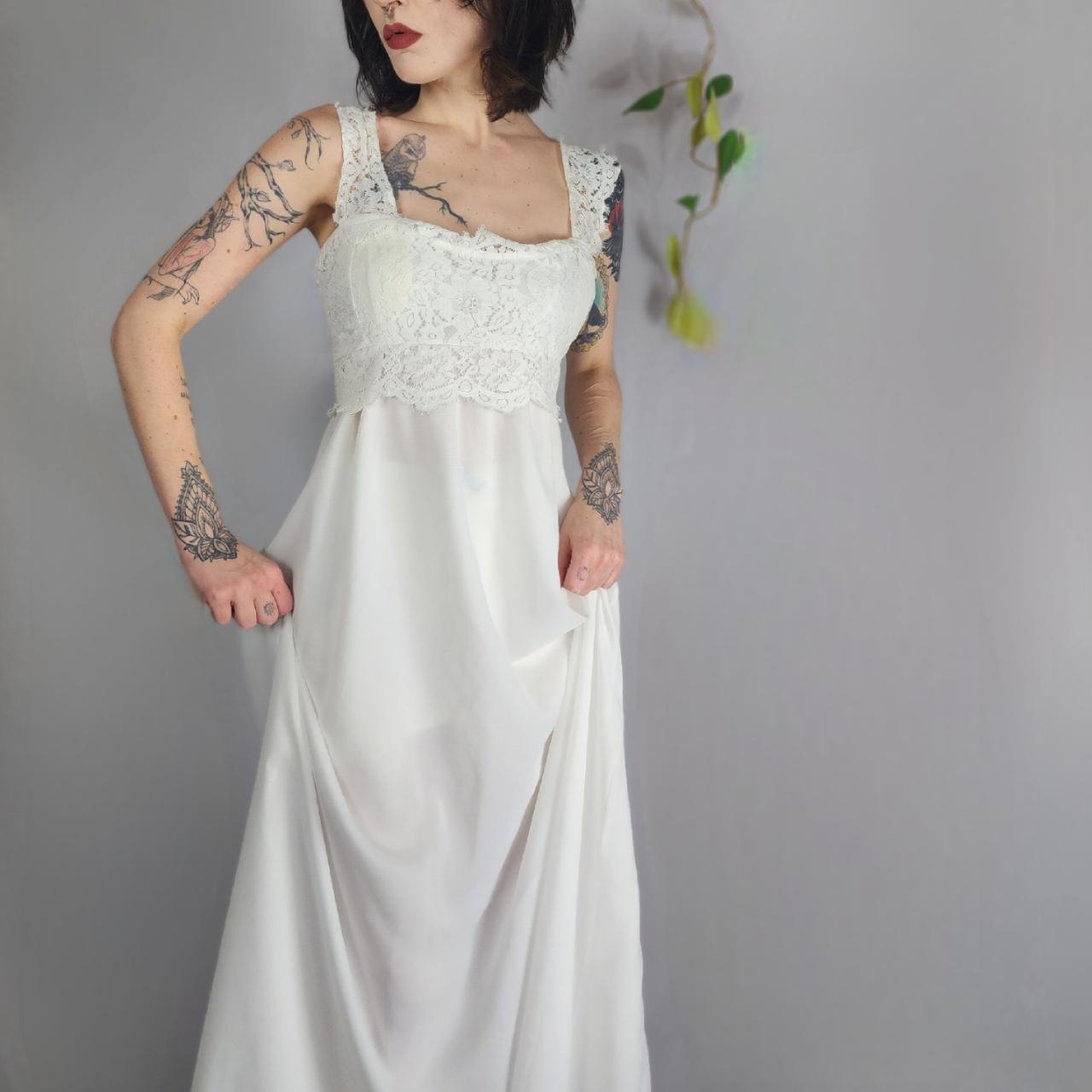 Romantic Aphrodite white maxi dress gown Lace... - Depop