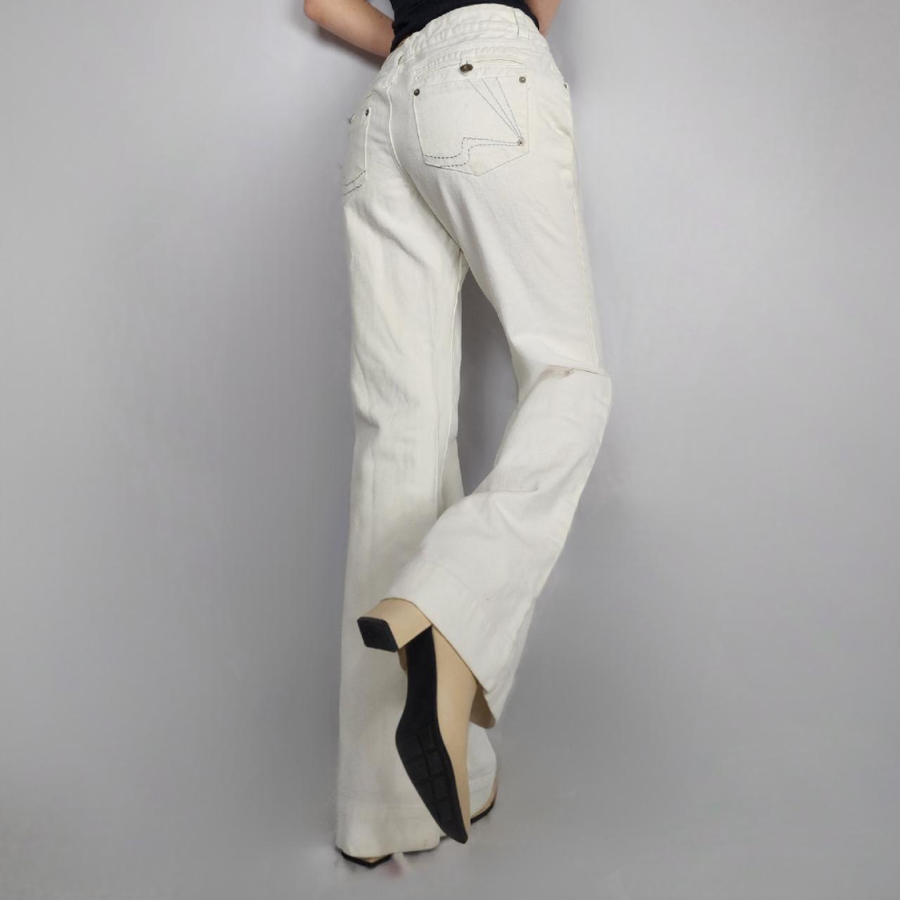 2000s white flare leg jeans Mid rise. Wide flared... Depop