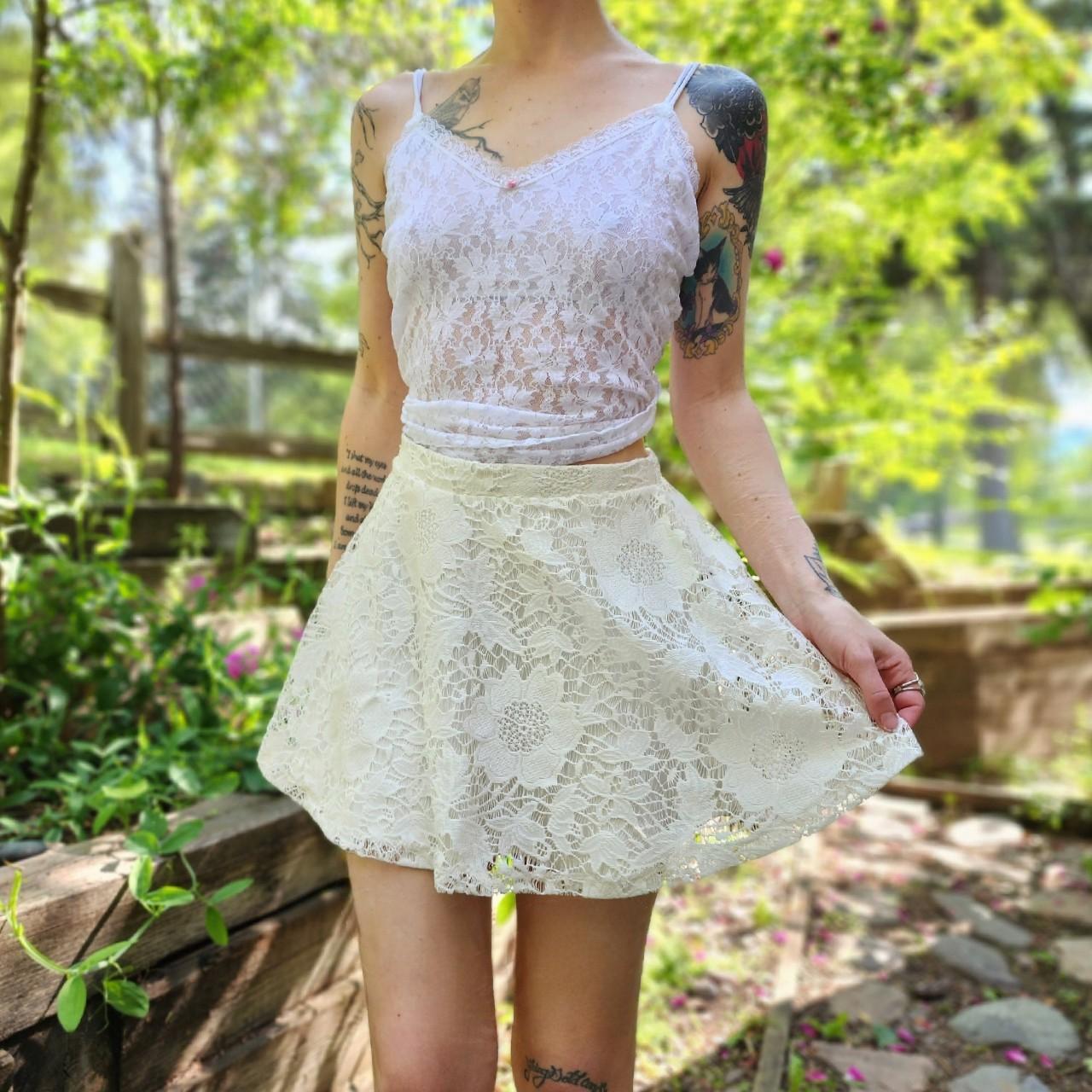 White lace clearance skater skirt dress