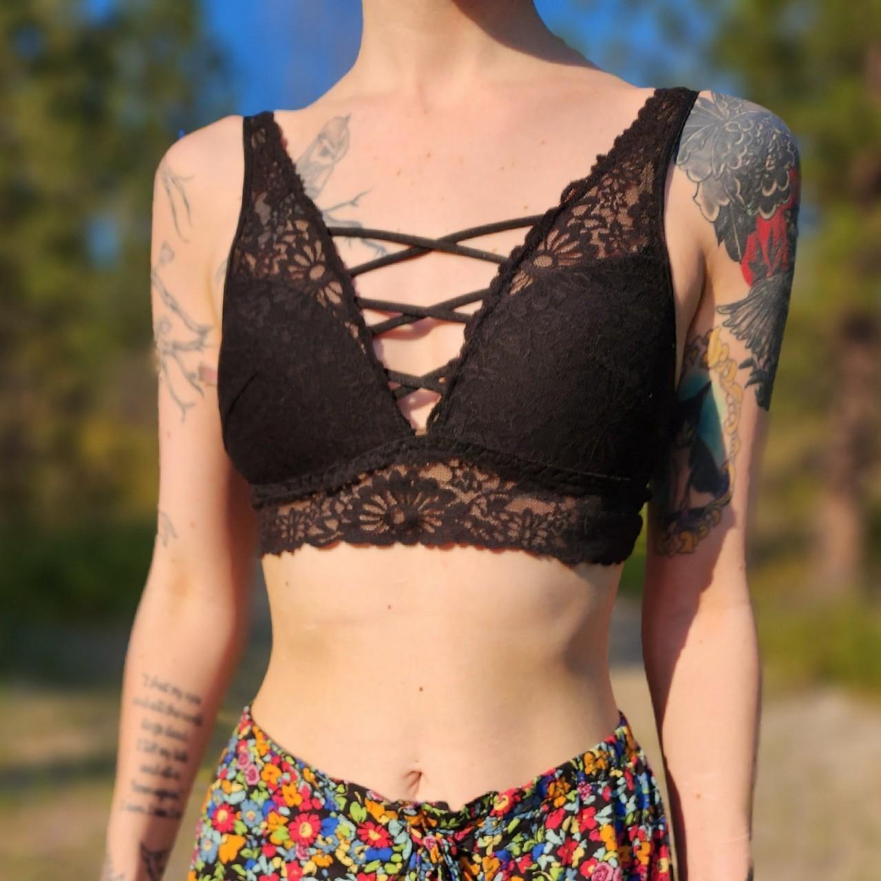 Strappy Black Lace Bralette Criss Cross Strappy Depop